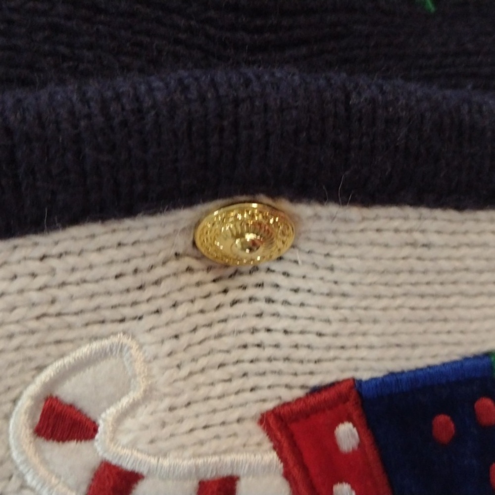 Women's Vintage Crystal Kobe Christmas Button Up Cardigan XL - Picture 7 of 8